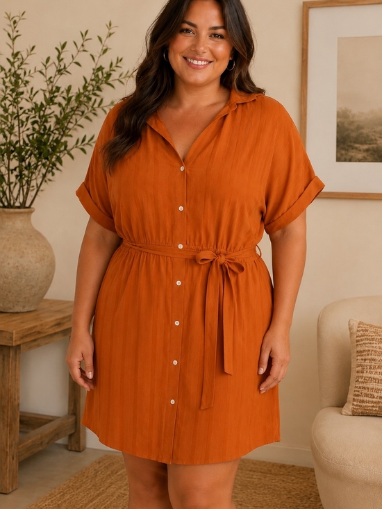 J. Crew Dresses & Skirts - J Crew Rust Button-Front Shirt Dress with Tie Waist
